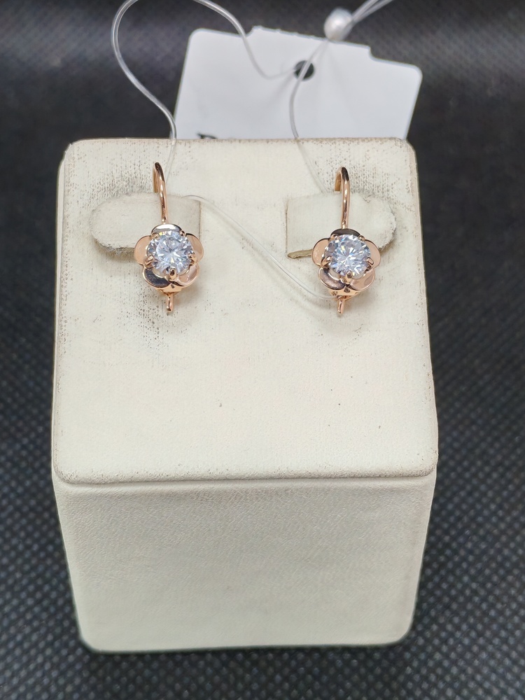 СЕРЬГИ ПЕТЕЛЬКА с камнем (Au 585)