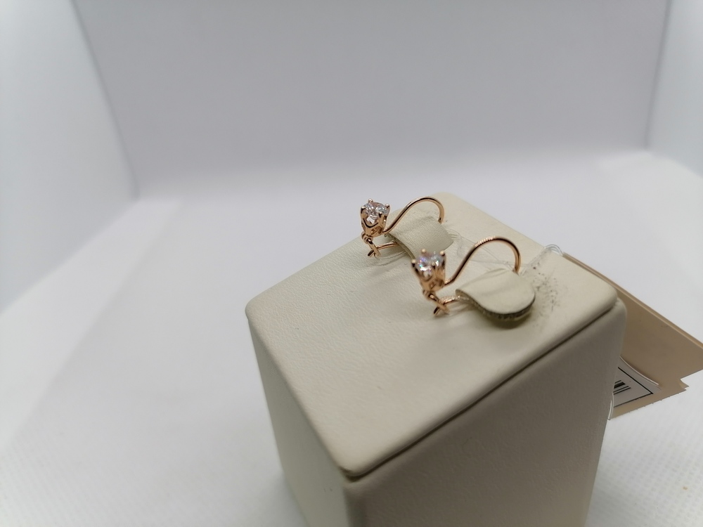 002295-1100 СЕРЬГИ ПЕТЕЛЬКА с камнем (Au 585)