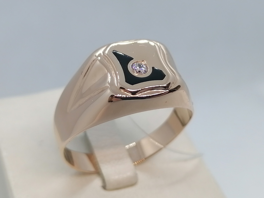 КОЛЬЦО ПЕЧАТКА Эмаль с камнем (Au 585)