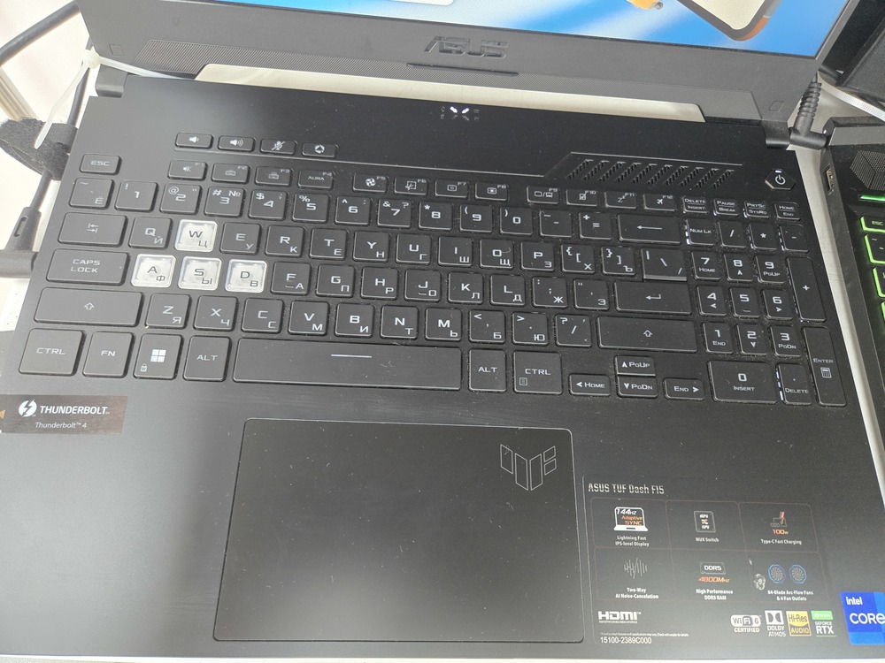 Ноутбук ASUS Tuf dash f15; Intel Core i7-12650H, GeForce RTX 3050 Ti, 16 Гб, 256 Гб, Нет