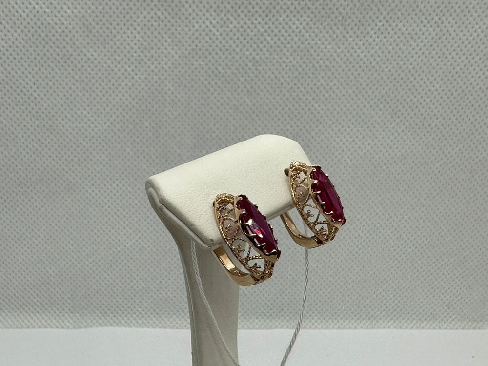 СКМ585 СЕРЬГИ С КАМНЕМ (Au 585)