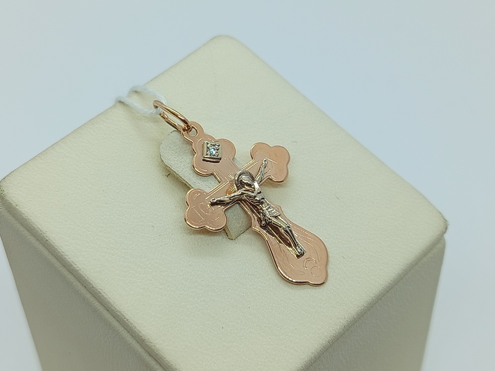 ПОДККИ585 ПОДВЕСКА КРЕСТ С КАМНЕМ (Au 585)