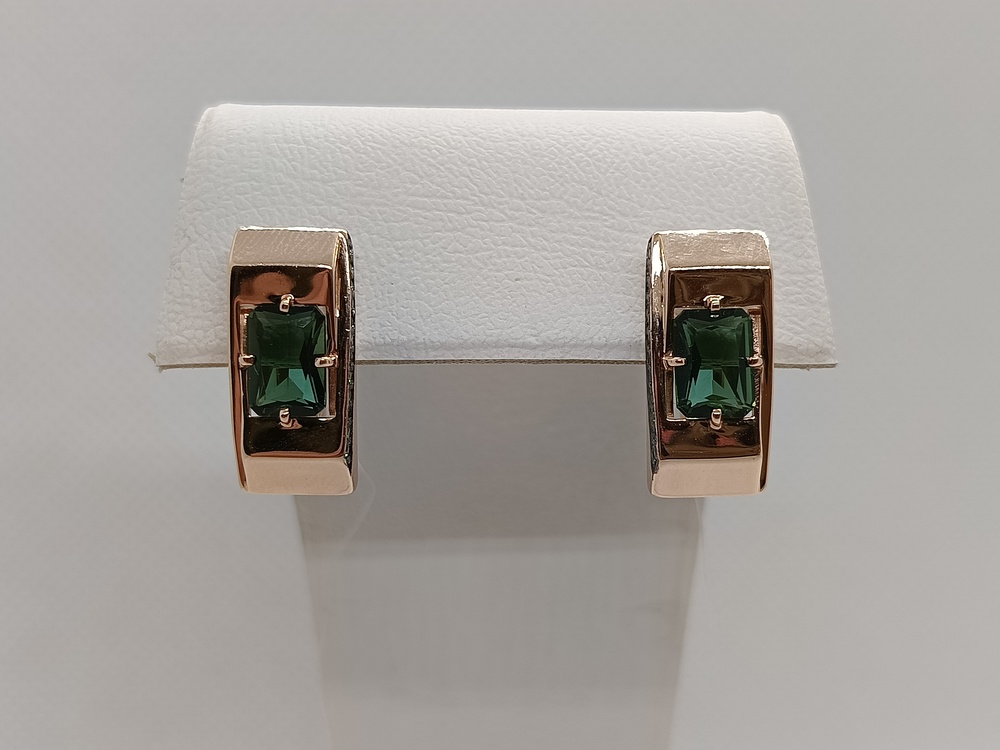 СЕРЬГИ ТУРМАЛИН с камнями (Au 585)