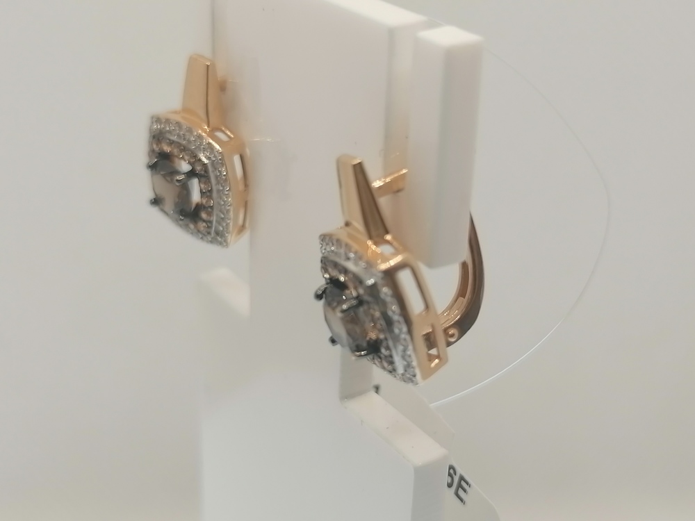 СЕРЬГИ РАУХ-ТОПАЗ с камнями (Au 585)