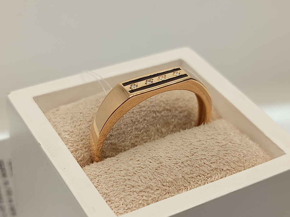 821221 КОЛЬЦО ПЕЧАТКА Эмаль с камнями (Au 585)