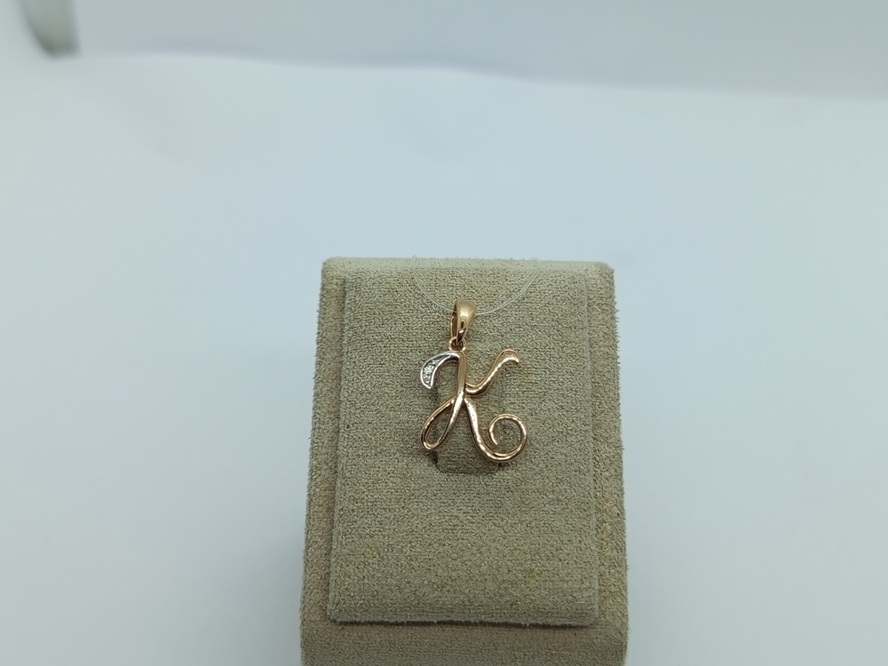ПОДВЕСКА БУКВА К с камнем (Au 585)