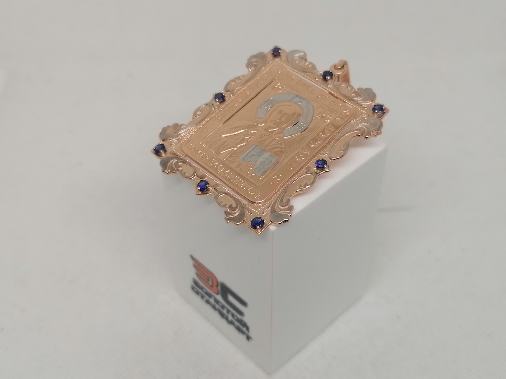 ПИ-112_au ПОДВЕСКА ИКОНА с камнями (Au 585)