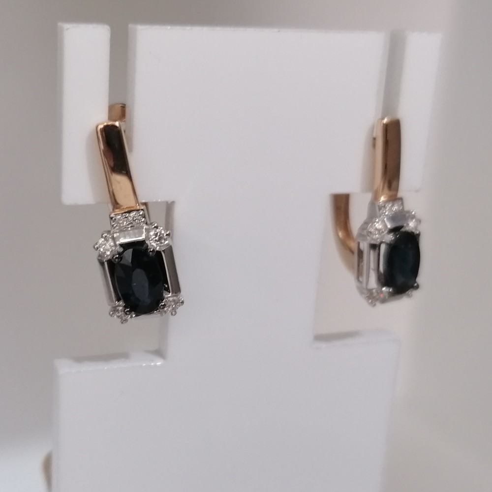 СЕРЬГИ Бриллиант, сапфир (Au 585)