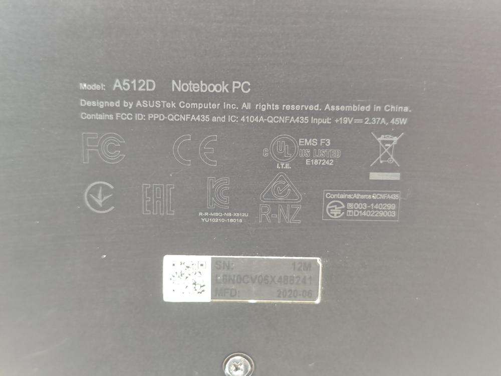 Ноутбук ASUS; Ryzen 5 3500U, Radeon Vega 8, 8 Гб, 512 GB, Нет