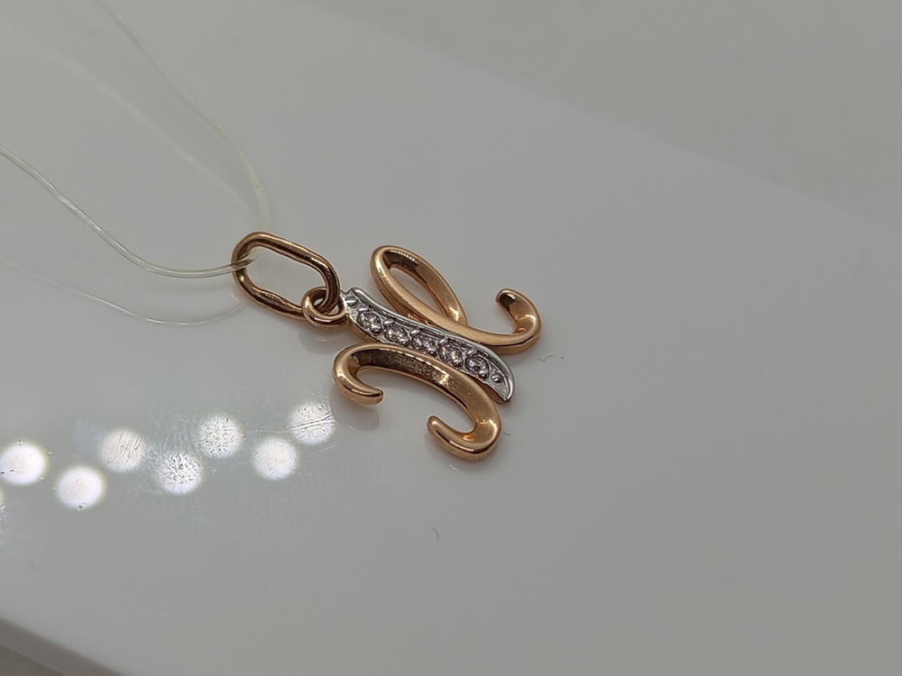 ПОДВЕСКА БУКВА Ж с камнями (Au 585)