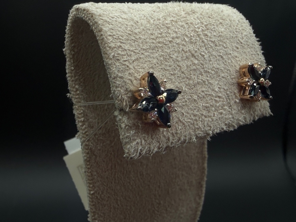 СЕРЬГИ Пусеты Бриллиант, сапфир (Au 585)