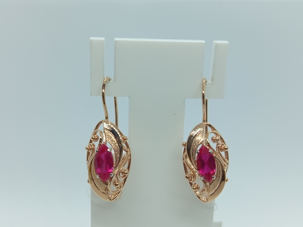 СЕРЬГИ ПЕТЕЛЬКА с камнем (Au 585)