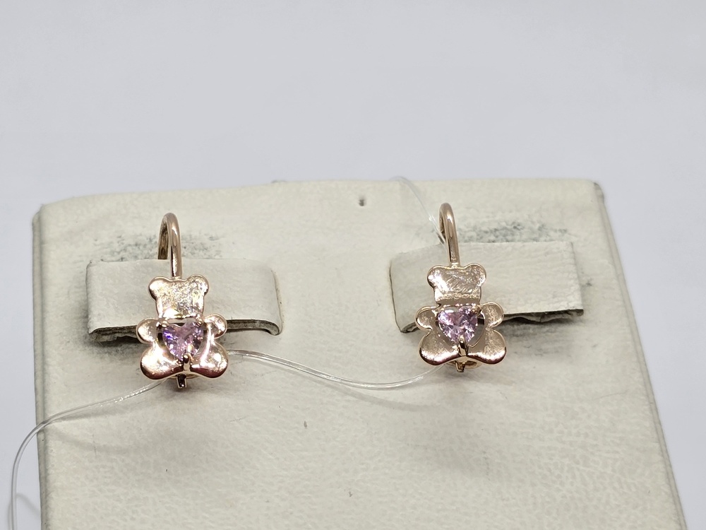 СЕРЬГИ ПЕТЕЛЬКА с камнем (Au 585)