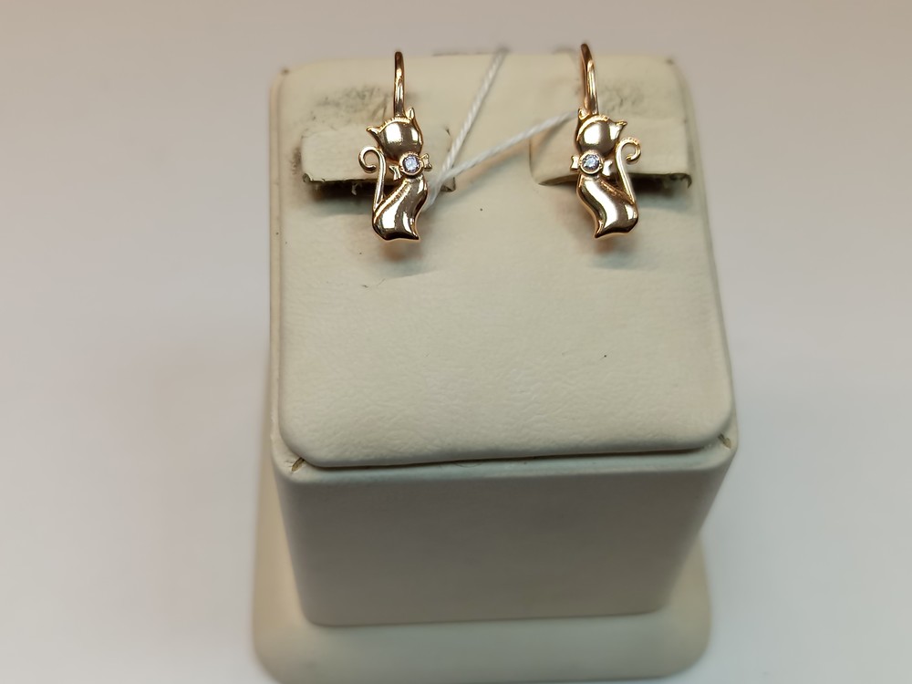 СКМ585 СЕРЬГИ С КАМНЕМ (Au 585)