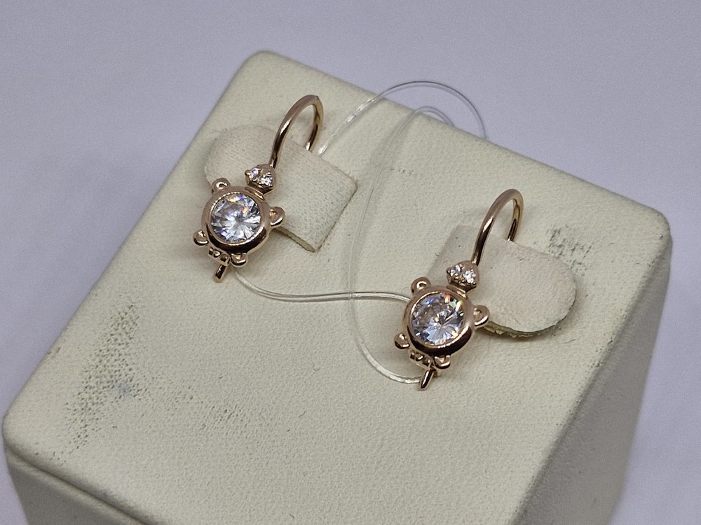 СЕРЬГИ ПЕТЕЛЬКА с камнями (Au 585)