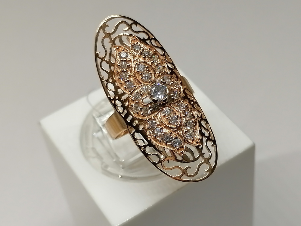 КОЛЬЦО С КАМНЯМИ (Au 585)