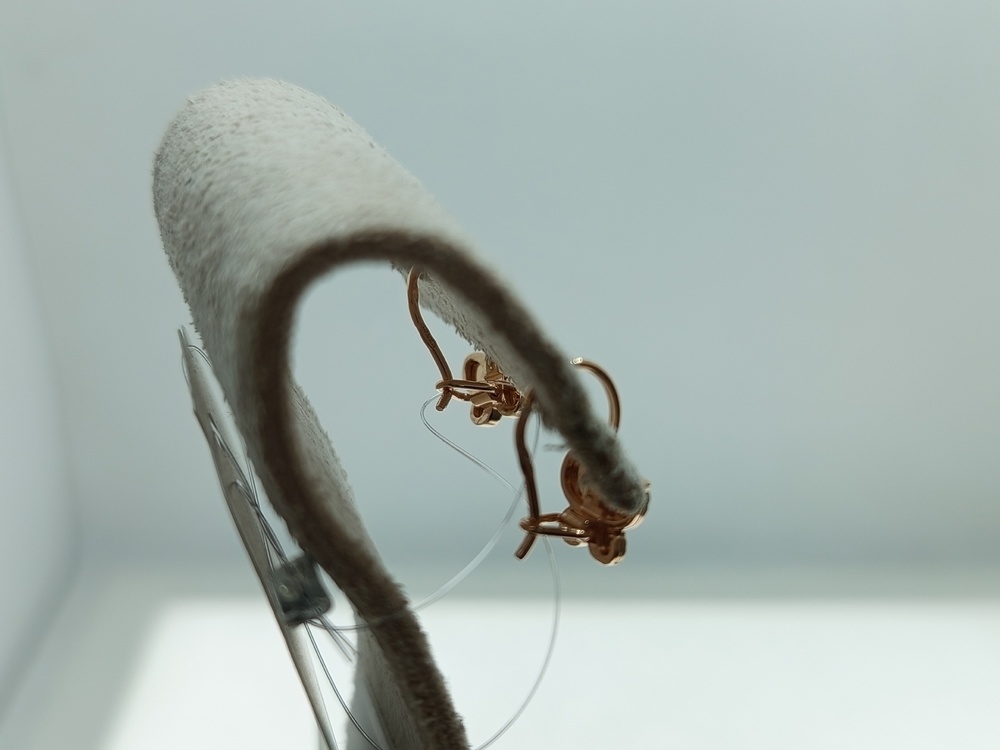 СЕРЬГИ ПЕТЕЛЬКА с камнями (Au 585)