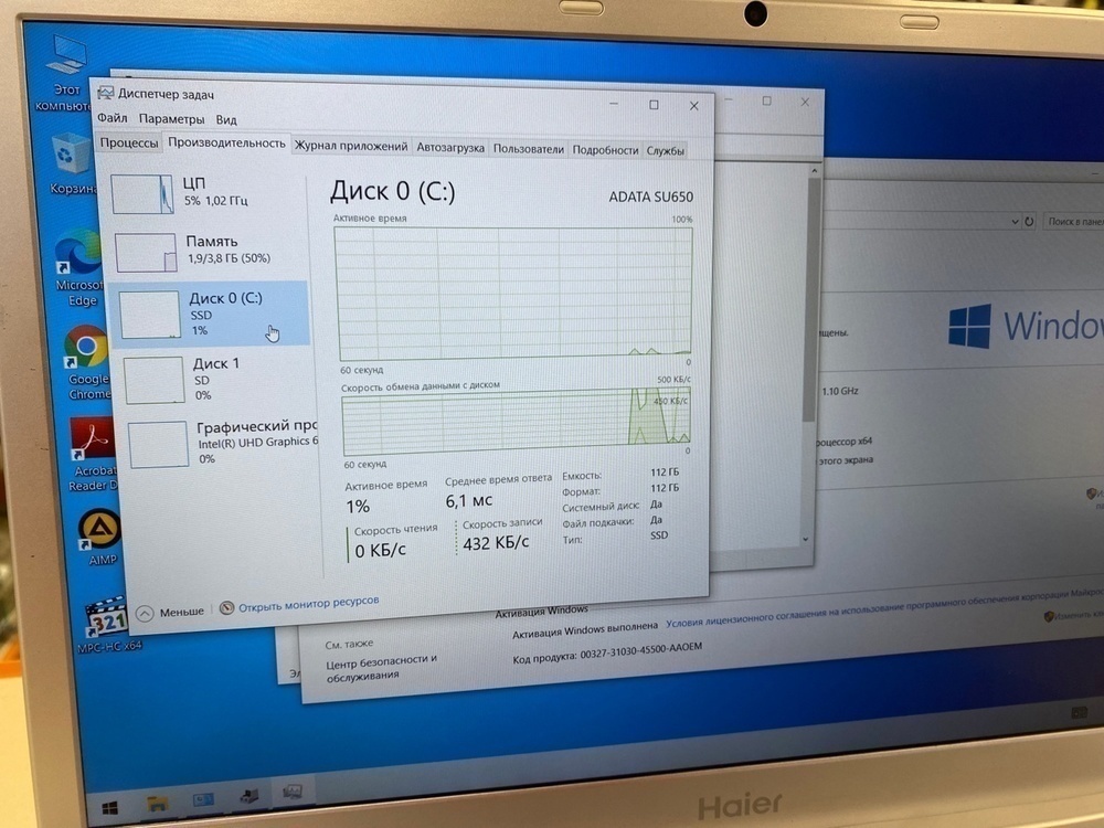 Ноутбук Haier; Celeron N4000, Intel UHD Graphics, 4 Гб, 64 Гб, Нет