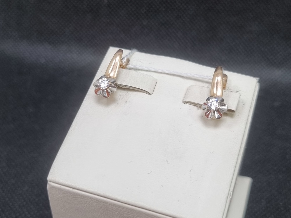 СКМ585 СЕРЬГИ С КАМНЕМ (Au 585)