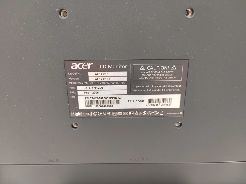 Монитор Acer AL1717F