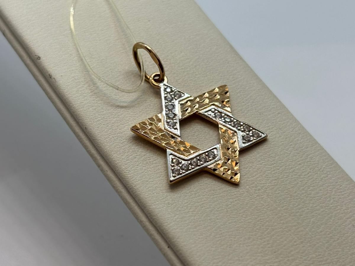 ПОДВЕСКА ЗВЕЗДА ДАВИДА С КАМНЯМИ (Au 585)