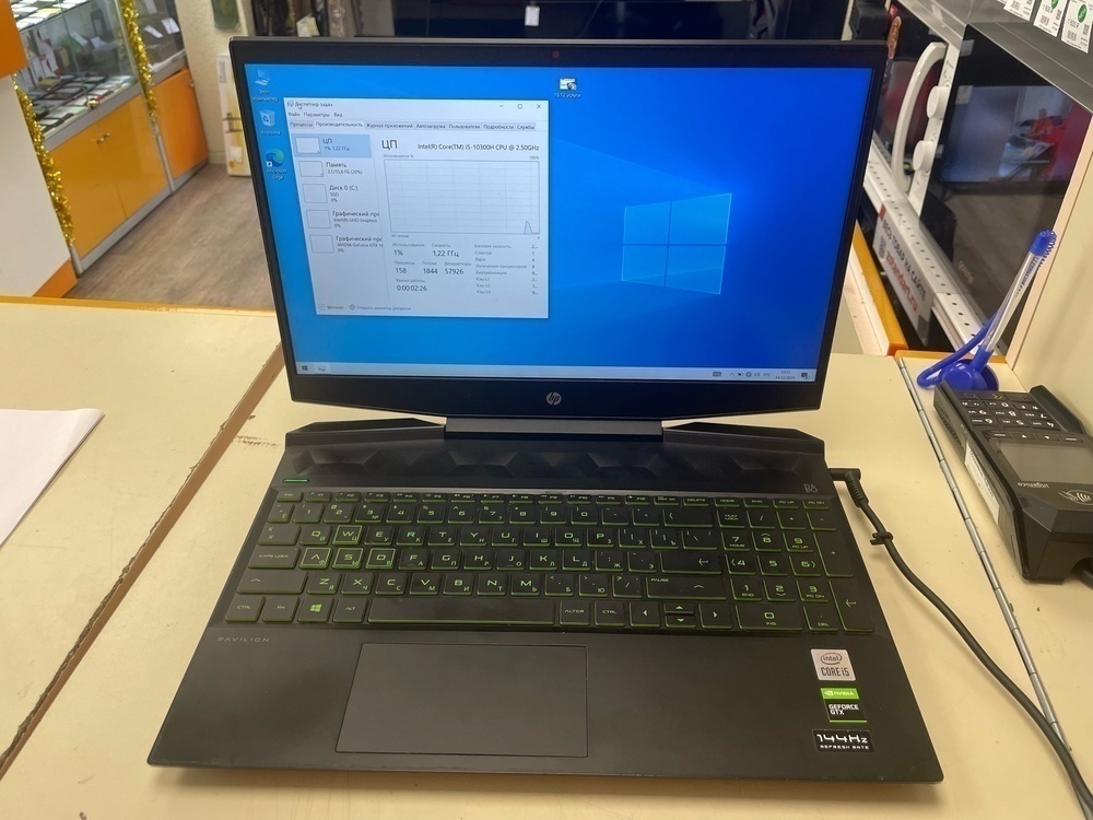 Ноутбук HP; Core i5-10300H, GeForce GTX 1650 TI, 8 Гб, 500 Гб, Нет