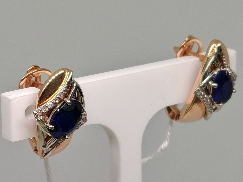 СКМИ585 СЕРЬГИ С КАМНЯМИ (Au 585)