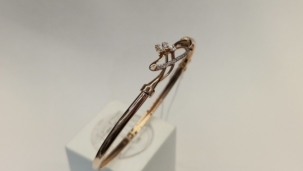 БЖКИ585 БРАСЛЕТ ЖЕСТКИЙ С КАМНЯМИ (Au 585)