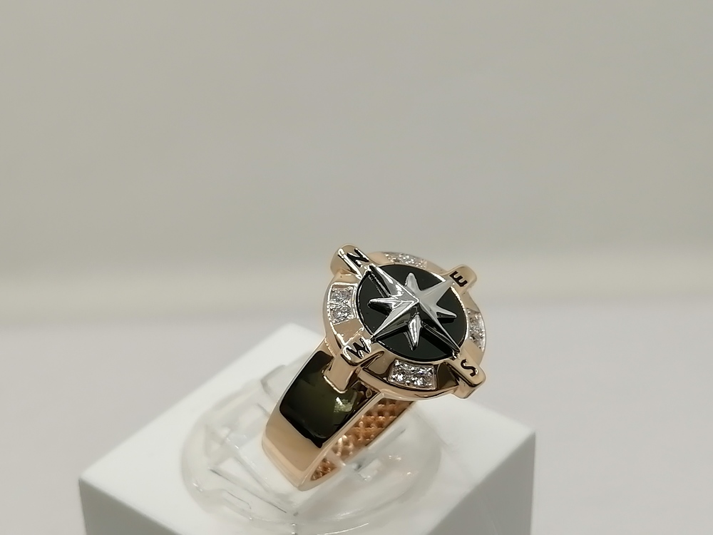 040013 КОЛЬЦО ПЕЧАТКА с камнями (Au 585)