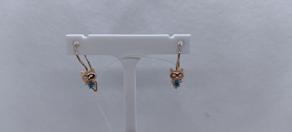 002135-1120 СЕРЬГИ ПЕТЕЛЬКА с камнем (Au 585)