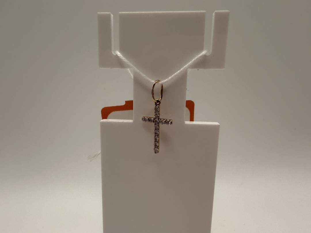 ПОДККИ585 ПОДВЕСКА КРЕСТ С КАМНЯМИ (Au 585)