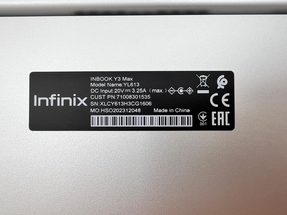 Ноутбук Infinix INBOOK Y3 Max; Core i5-1235U, Intel iris XE Graphics, 16 Гб, 512 GB, Нет