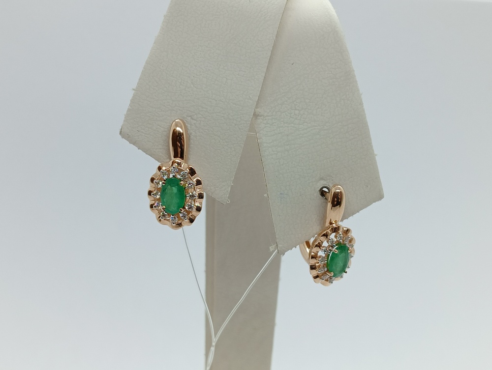 СЕРЬГИ Бриллиант, изумруд (Au 585)