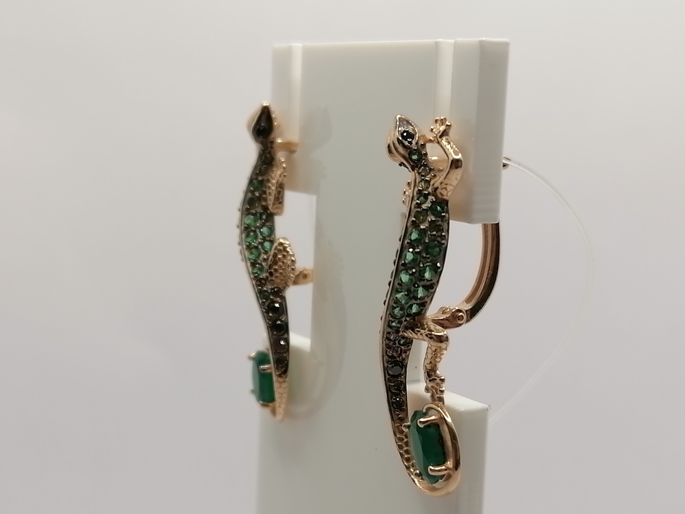 СЕРЬГИ АГАТ с камнями (Au 585)