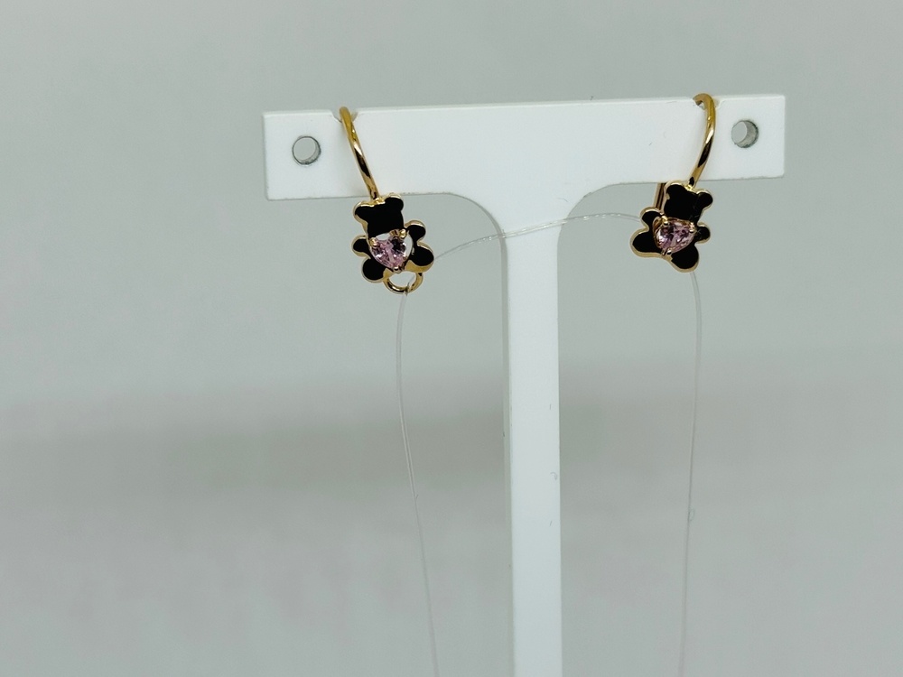 СЕРЬГИ ПЕТЕЛЬКА с камнем (Au 585)