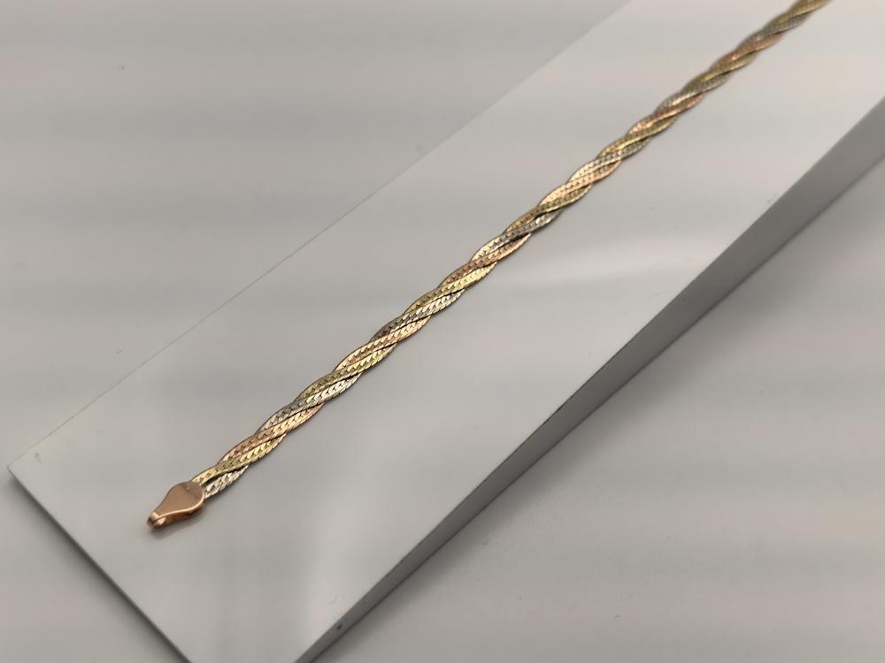 БРАСЛЕТ ПУСТОТЕЛЫЙ Косичка(монреаль) Au 585