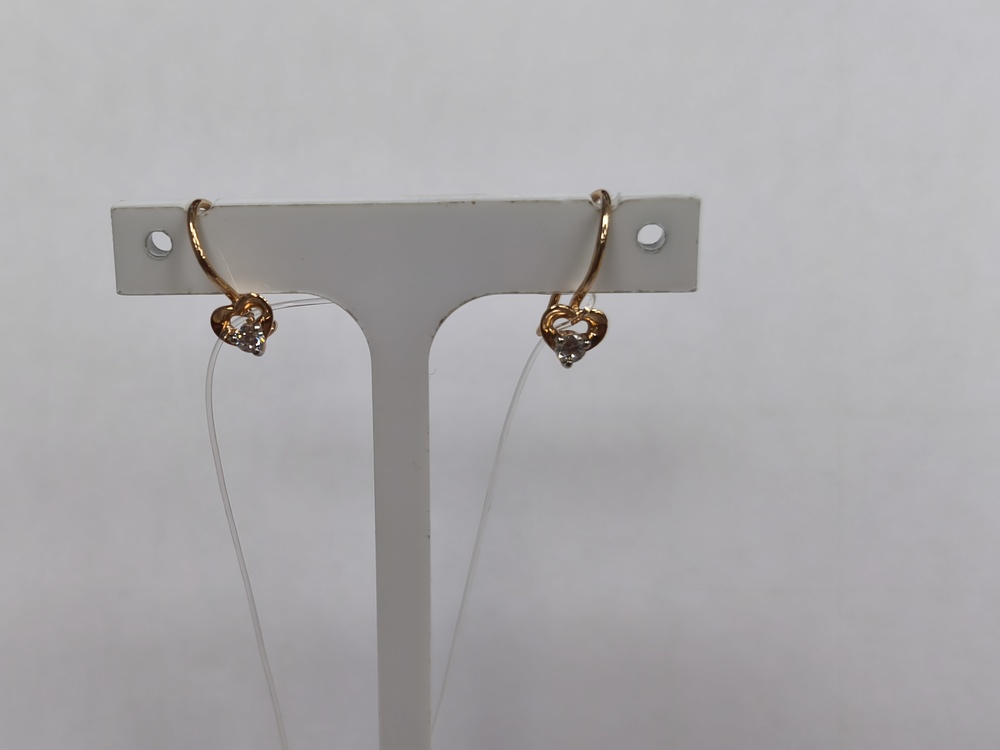 028359 СЕРЬГИ ПЕТЕЛЬКА с камнем (Au 585)