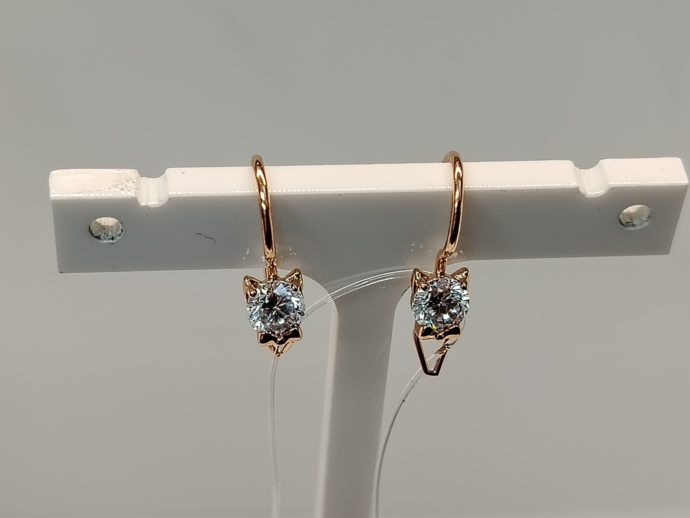 СЕРЬГИ ПЕТЕЛЬКА с камнем (Au 585)