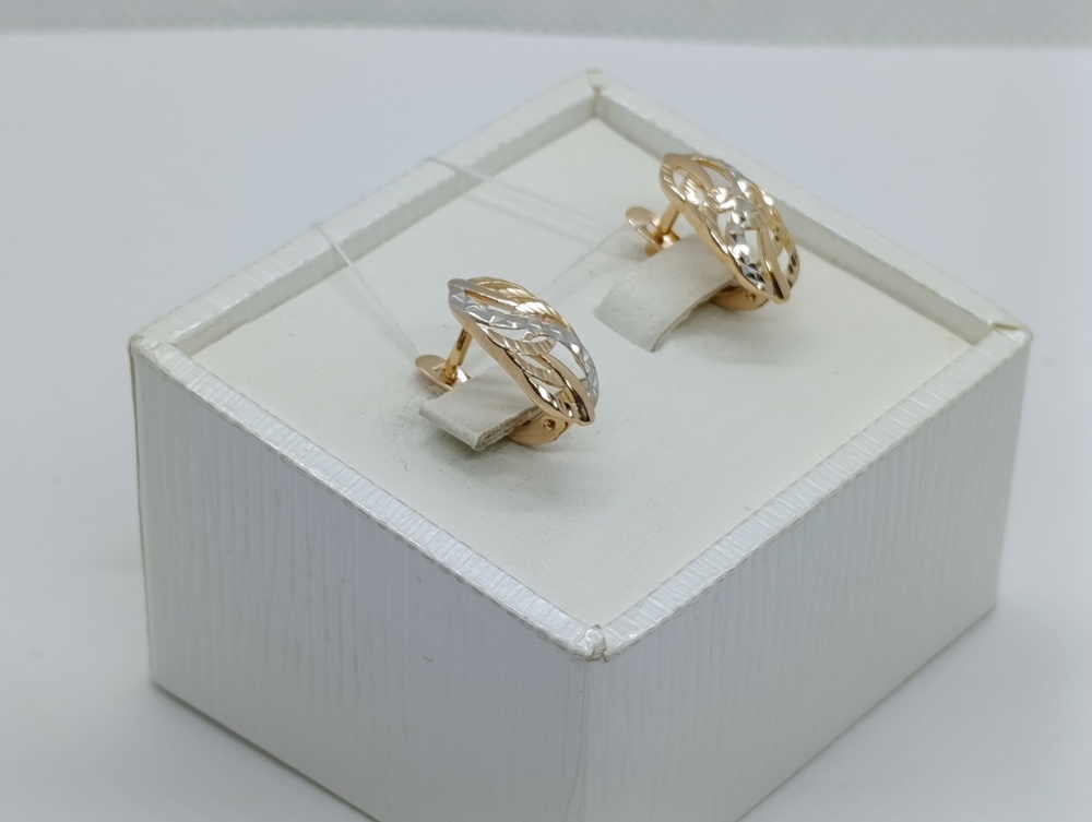 САЛМ585 СЕРЬГИ С АЛМАЗНОЙ ГРАНЬЮ (Au 585)