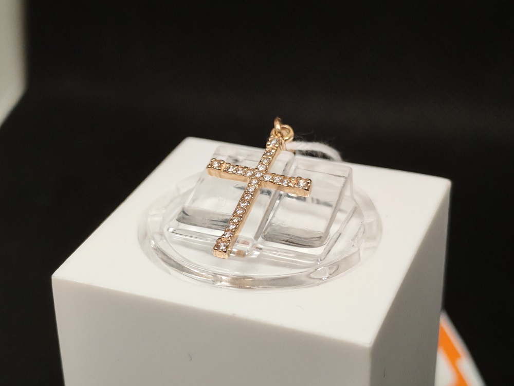 ПОДККИ585 ПОДВЕСКА КРЕСТ С КАМНЯМИ (Au 585)