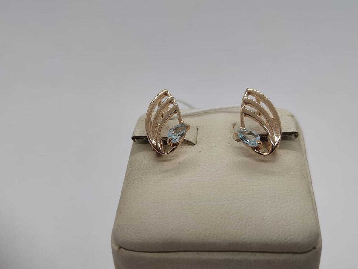 СКМ585 СЕРЬГИ С КАМНЕМ (Au 585)