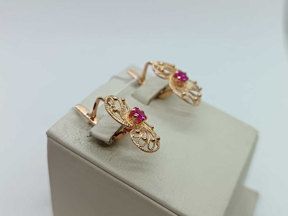 СКМ583 СЕРЬГИ С КАМНЕМ (Au 583)