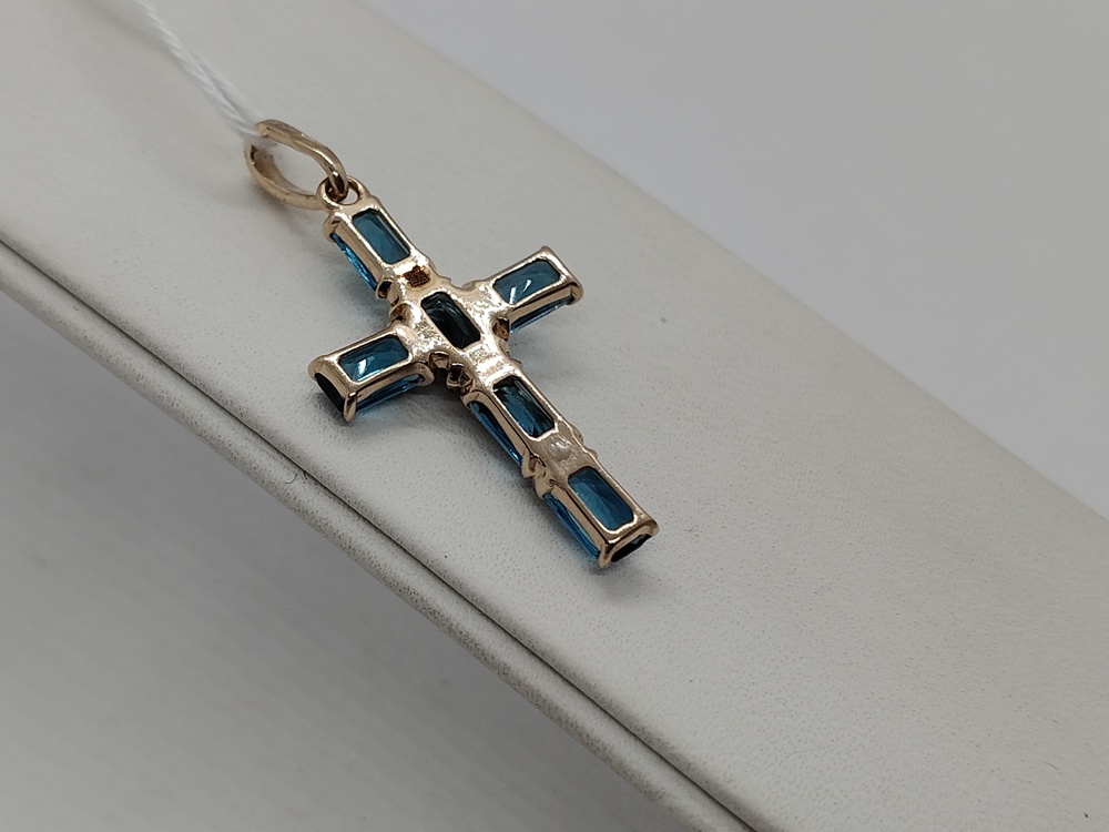 ПОДВЕСКА КРЕСТ С КАМНЯМИ (Au 585)