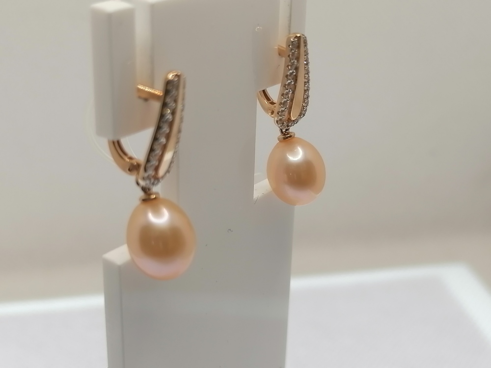 СЕРЬГИ ЖЕМЧУГ с камнями (Au 585)