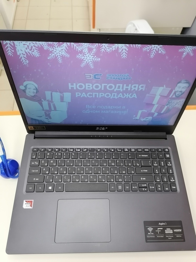 Ноутбук Acer Aspire 3 N19H1; A4-9120, Radeon R3 series, 4 Гб, 128 Гб, Нет