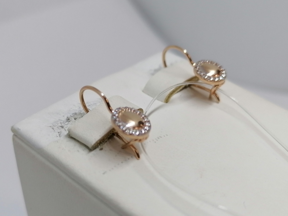 СЕРЬГИ ПЕТЕЛЬКА с камнями (Au 585)