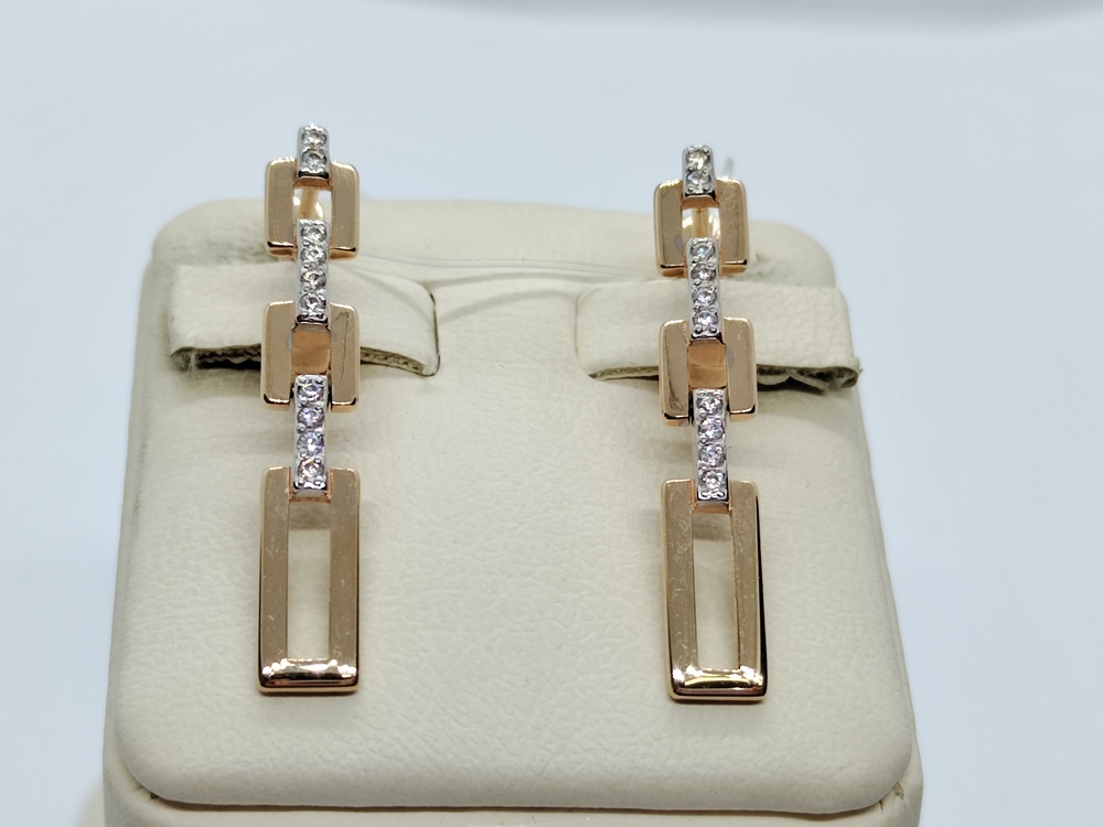 С4876 СЕРЬГИ С КАМНЯМИ (Au 585)