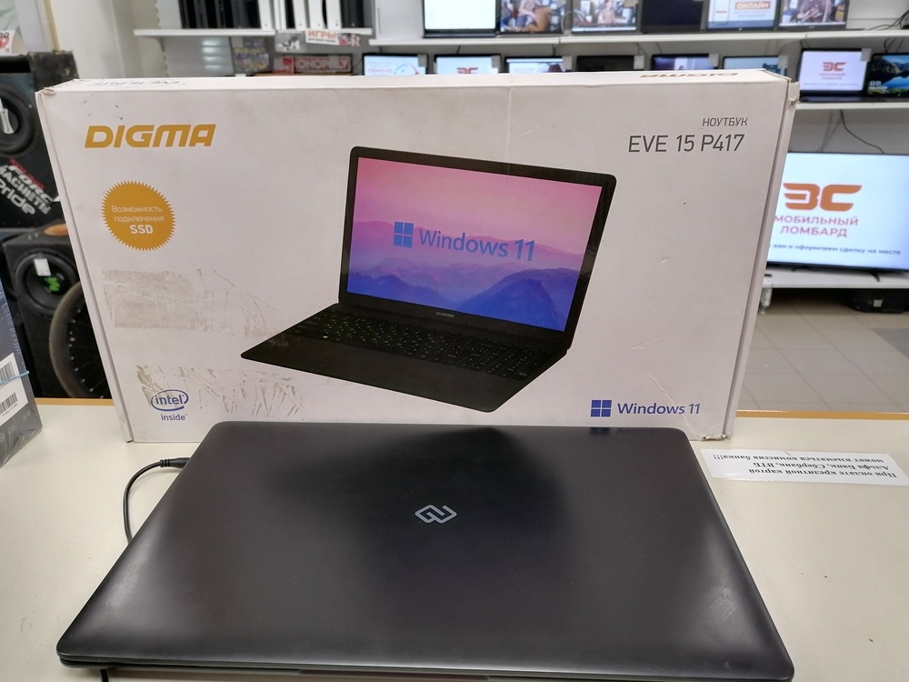 Ноутбук DIGMA EVE 15 P417; Celeron N4000, Intel UHD Graphics, 8 Гб, 250 Гб, Нет