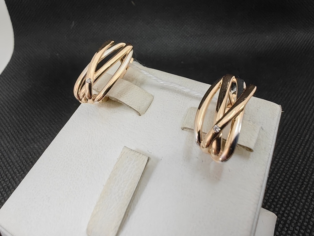 СКМ585 СЕРЬГИ С КАМНЕМ (Au 585)