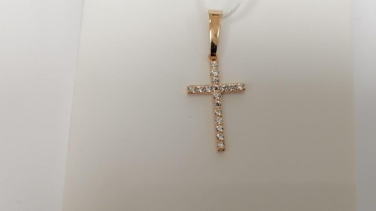 ПОДККИ585 ПОДВЕСКА КРЕСТ С КАМНЯМИ (Au 585)